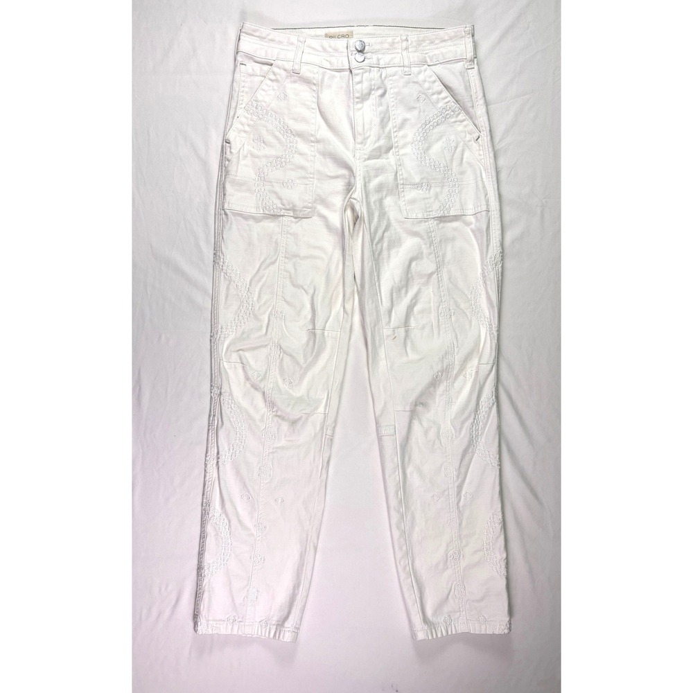 Pilcro Wanderer Pants Tall 27T Relaxed Embroidered High Rise Straight Leg Boho - Picture 2 of 11